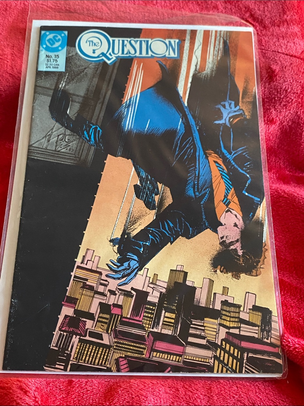 DC The Question Comic Cover — Blue, Orange, Black